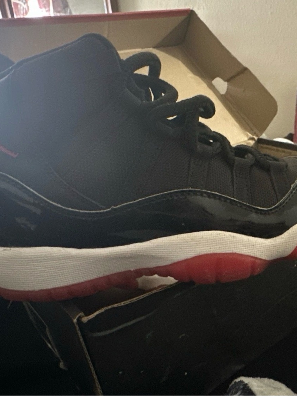 Jordan Kids Black and Red Retro High-Top Sneakers